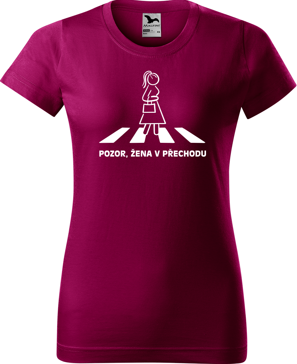 Vtipné tričko - Pozor, žena v přechodu Velikost: XL, Barva: Fuchsia red (49)