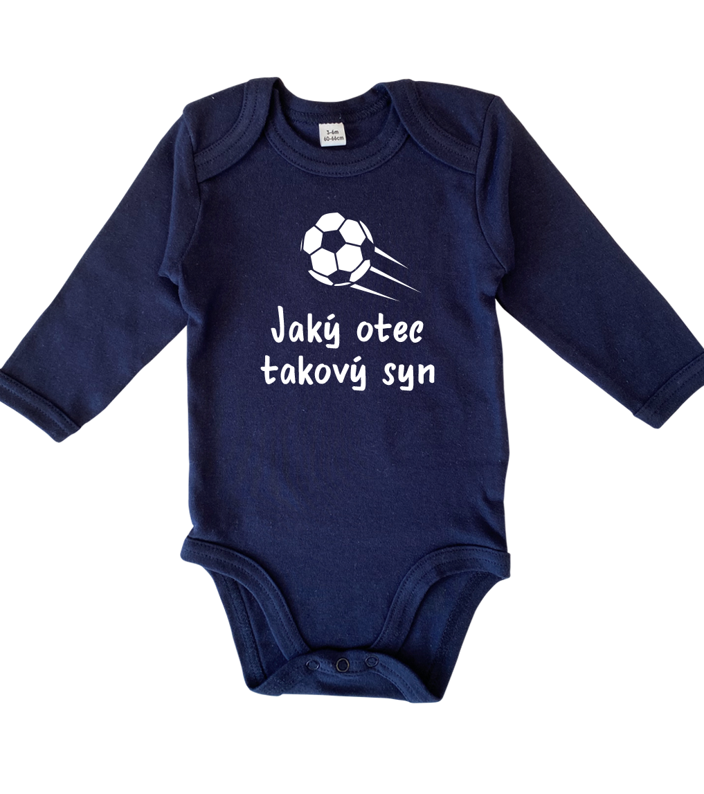 Vtipné body pro miminko - Jaký otec taková dcera / syn (fotbal) Velikost: 3-6 m, Barva: Tmavě modrá, Délka rukávu: Dlouhý rukáv