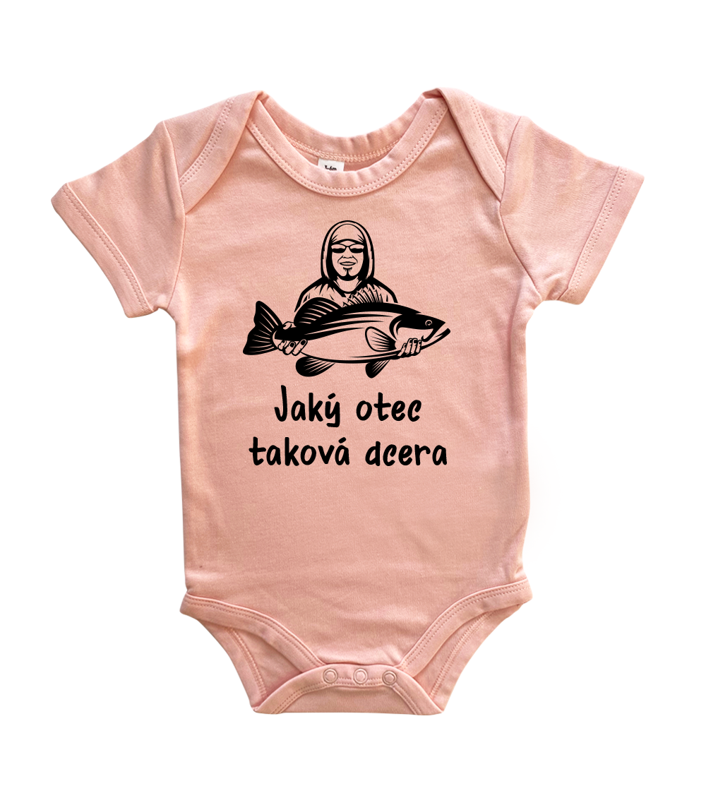 Vtipné body pro miminko - Jaký otec takový syn / dcera (rybář) Velikost: 3-6 m, Barva: Světle růžová, Délka rukávu: Krátký rukáv