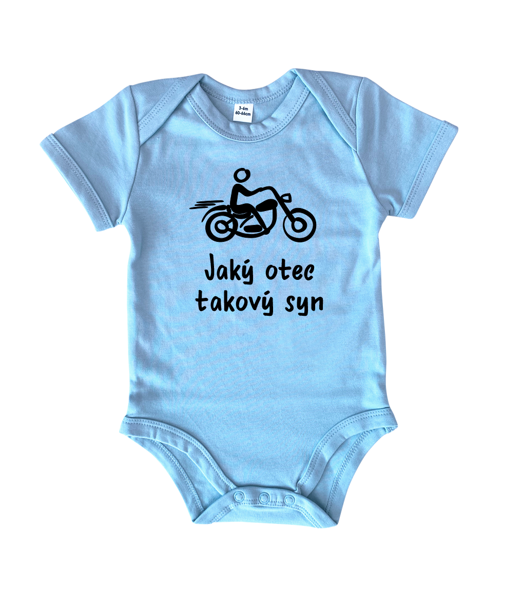 Vtipné body pro miminko - Jaký otec takový syn / dcera (motorka) Velikost: 0-3 m, Barva: Bledě modrá, Délka rukávu: Krátký rukáv