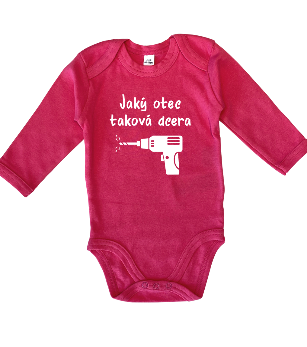 Vtipné body pro miminko - Jaký otec takový syn / dcera (řemeslník) Velikost: 0-3 m, Barva: Malinová, Délka rukávu: Dlouhý rukáv