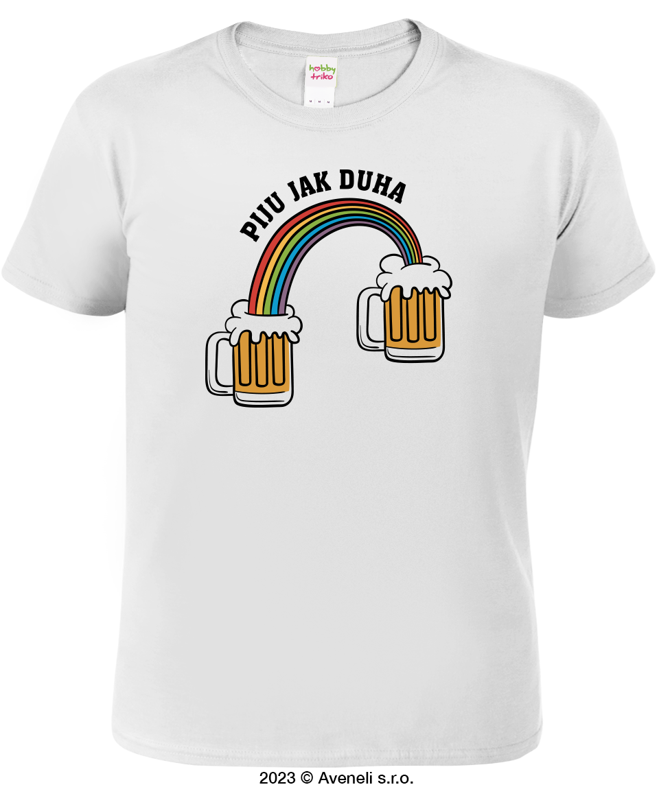 Vtipné tričko - Piju jak duha (pivo) Velikost: S, Barva: Bílá (00)