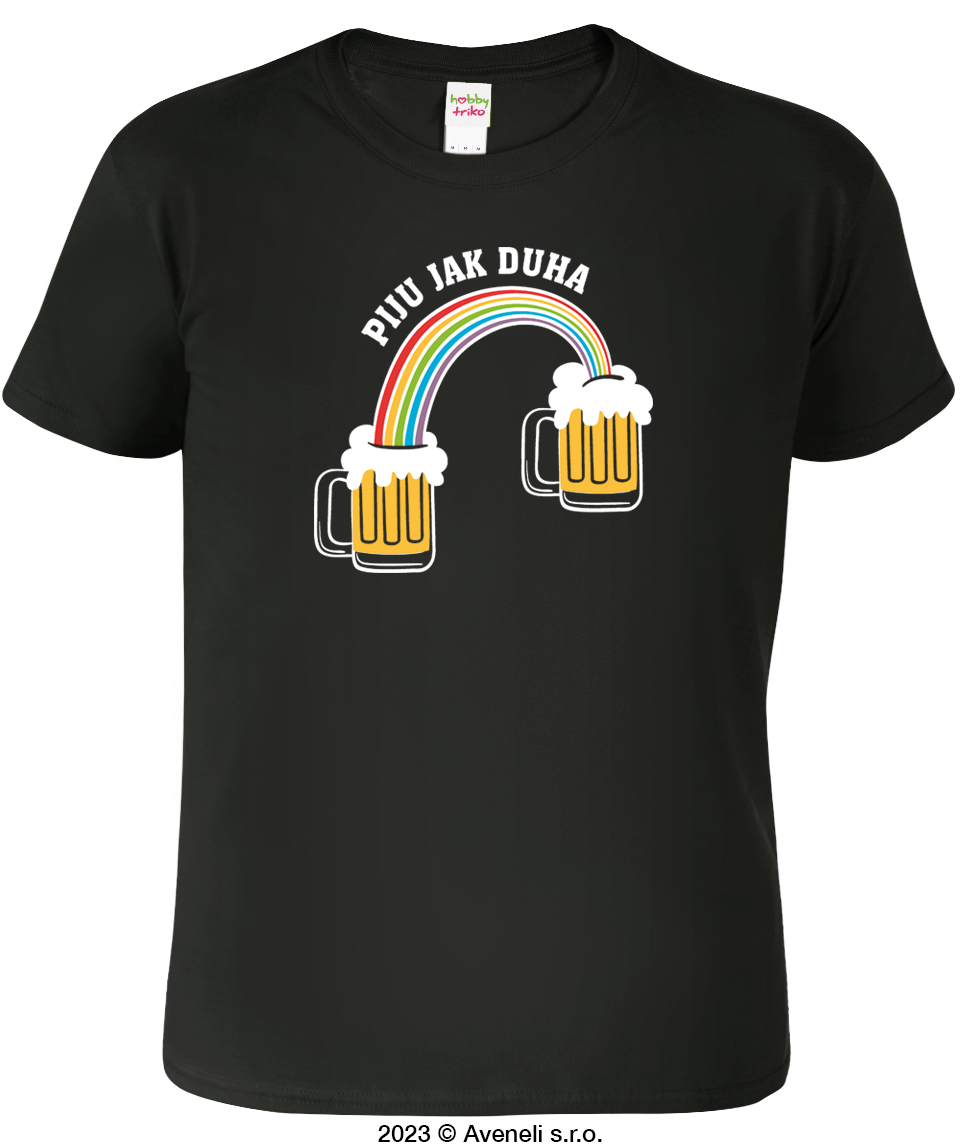 Vtipné tričko - Piju jak duha (pivo) Velikost: S, Barva: Černá (01)