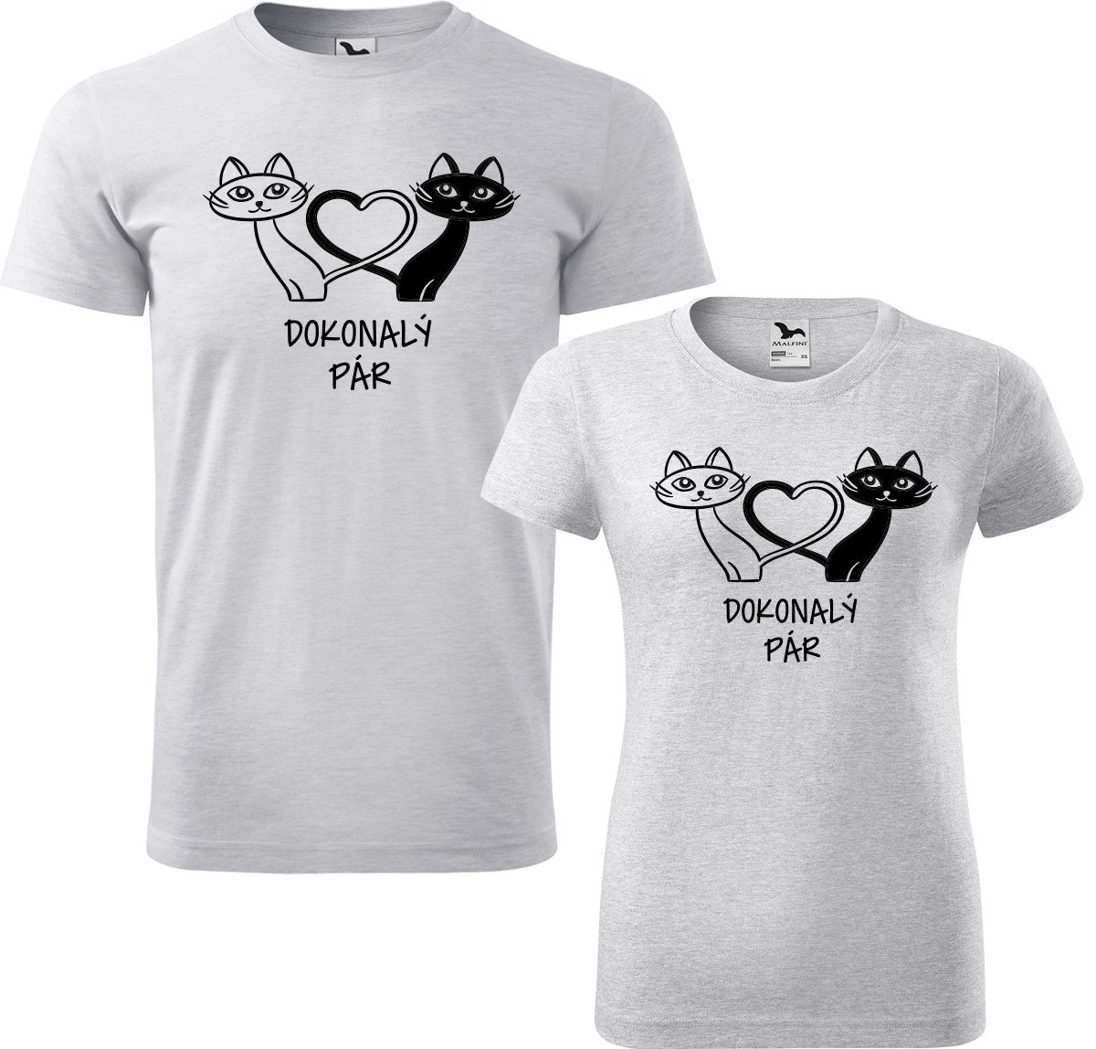 Trička pro páry - Dokonalý pár Barva: Světle šedý melír (03), Velikost dámské tričko: XL, Velikost pánské tričko: XL