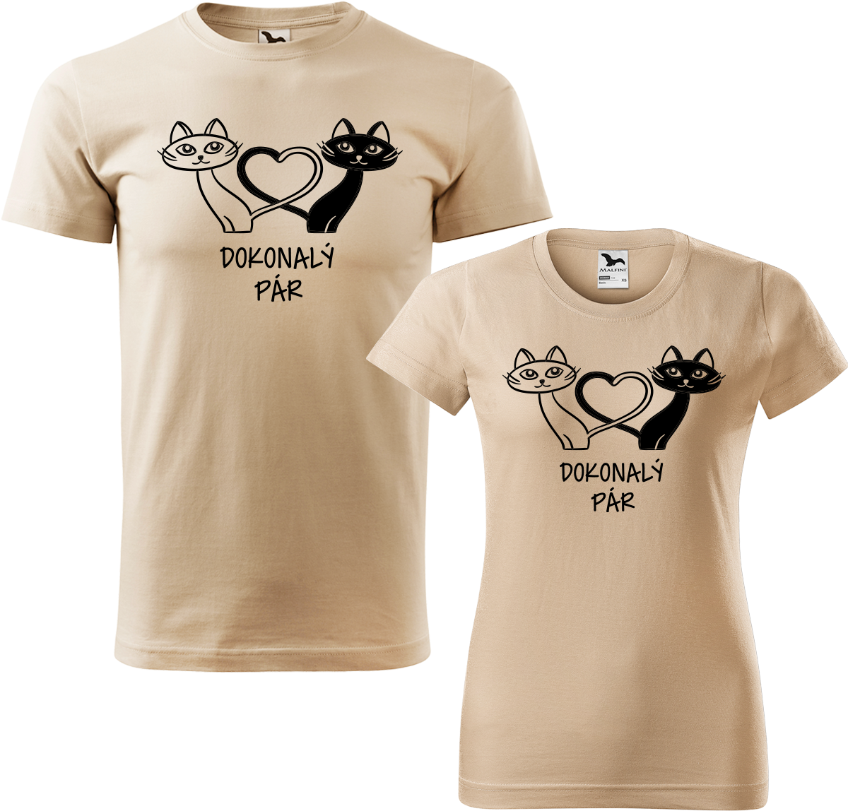 Trička pro páry - Dokonalý pár Barva: Písková (08), Velikost dámské tričko: L, Velikost pánské tričko: XL
