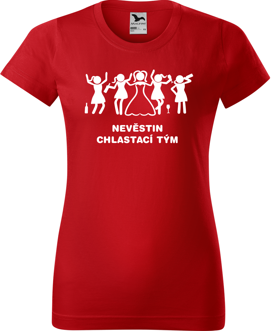 Dámské tričko na rozlučku se svobodou - Nevěstin chlastací tým Velikost: XL, Barva: Červená (07)