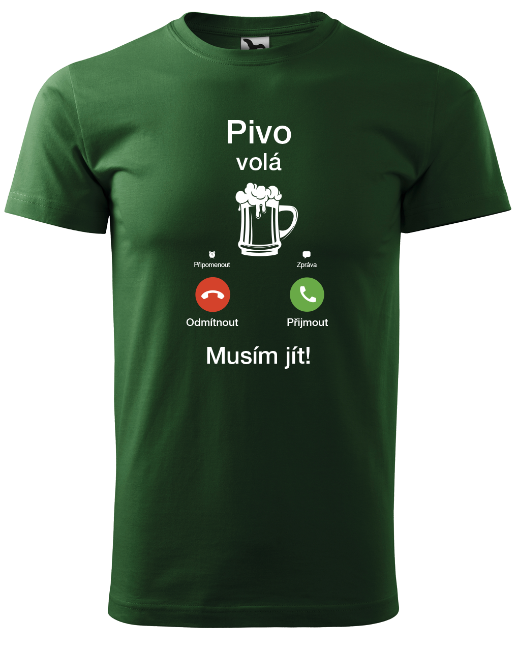 Vtipné tričko - Pivo volá Velikost: M, Barva: Lahvově zelená (06)