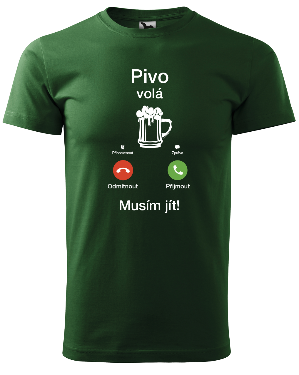 Vtipné tričko - Pivo volá Velikost: 3XL, Barva: Lahvově zelená (06)