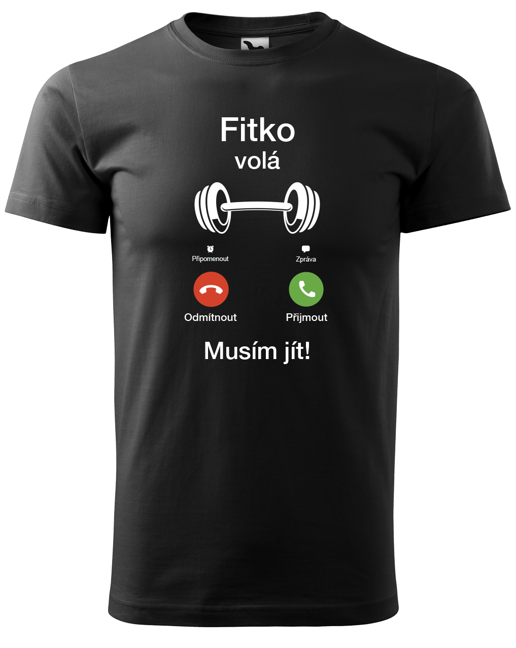 Pánské vtipné tričko - Fitko volá Velikost: 2XL, Barva: Černá (01)