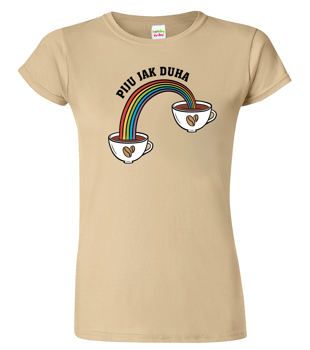 Vtipné tričko - Piju jak duha (káva) Velikost: L, Barva: Béžová (51)