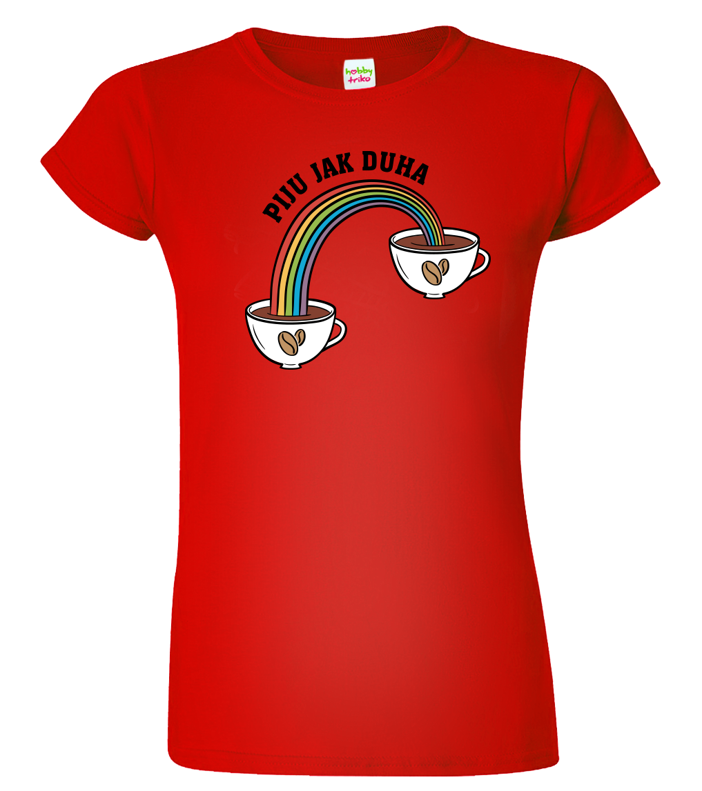 Vtipné tričko - Piju jak duha (káva) Velikost: XL, Barva: Červená (07)