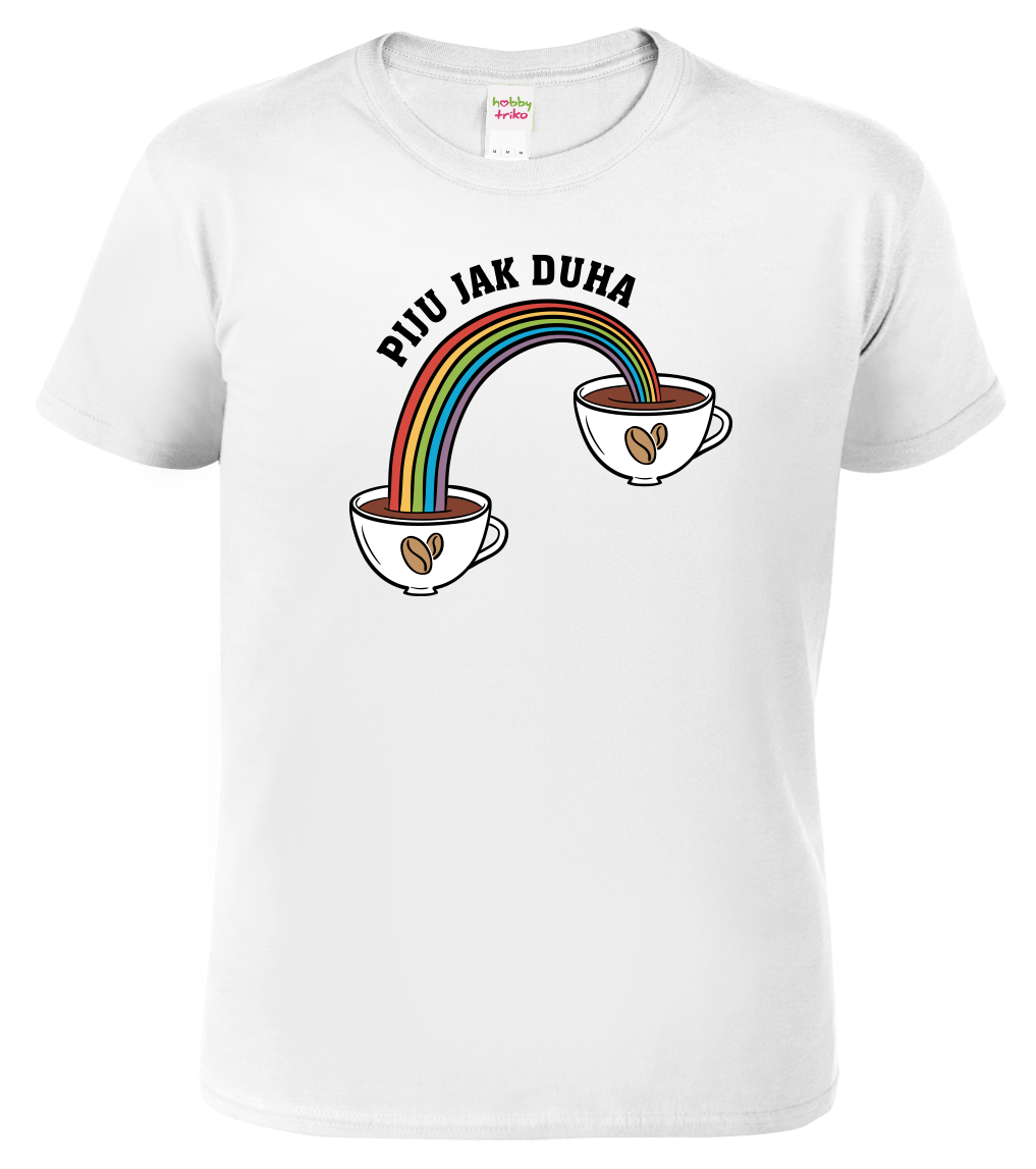 Vtipné tričko - Piju jak duha (káva) Velikost: M, Barva: Bílá (00)