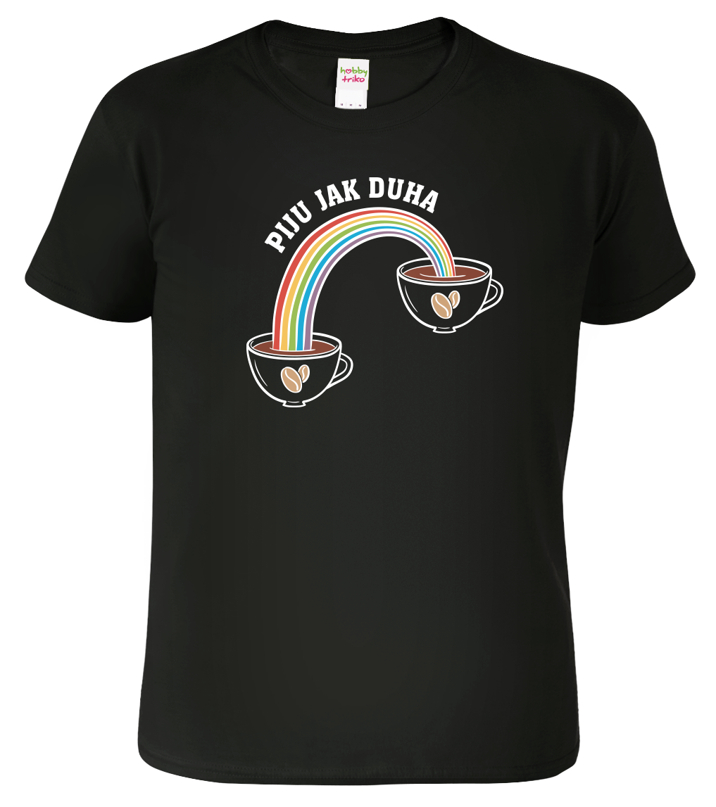 Vtipné tričko - Piju jak duha (káva) Velikost: XL, Barva: Černá (01)