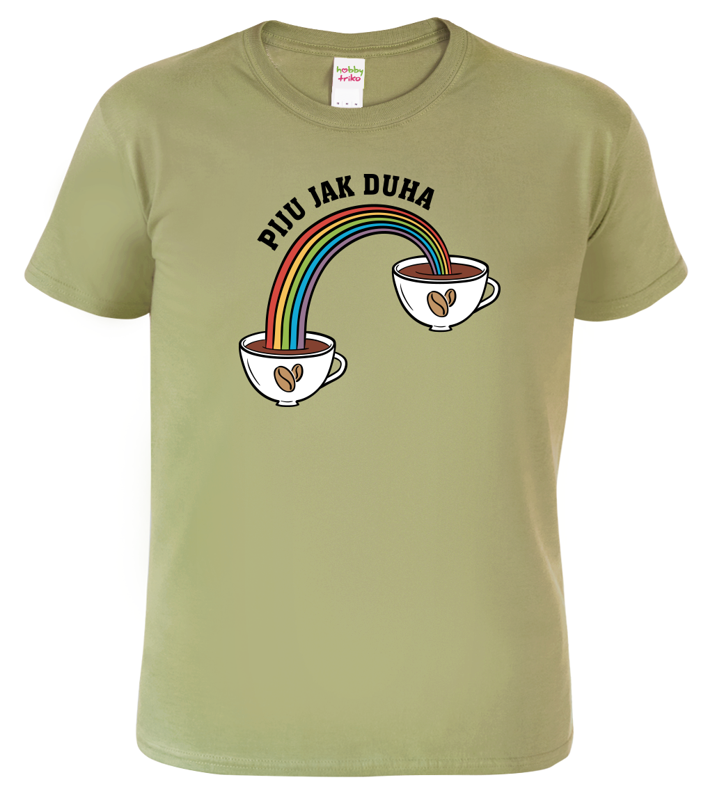 Vtipné tričko - Piju jak duha (káva) Velikost: XL, Barva: Světlá khaki (28)