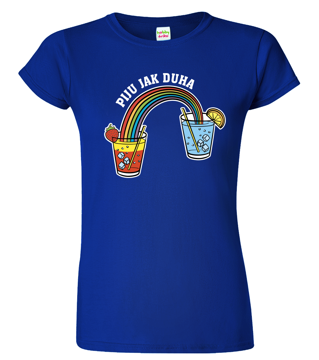 Vtipné tričko - Piju jak duha (koktejl) Velikost: L, Barva: Královská modrá (05)