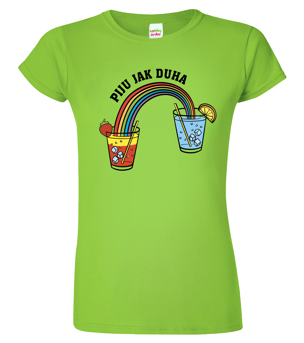 Vtipné tričko - Piju jak duha (koktejl) Velikost: L, Barva: Apple Green (92)