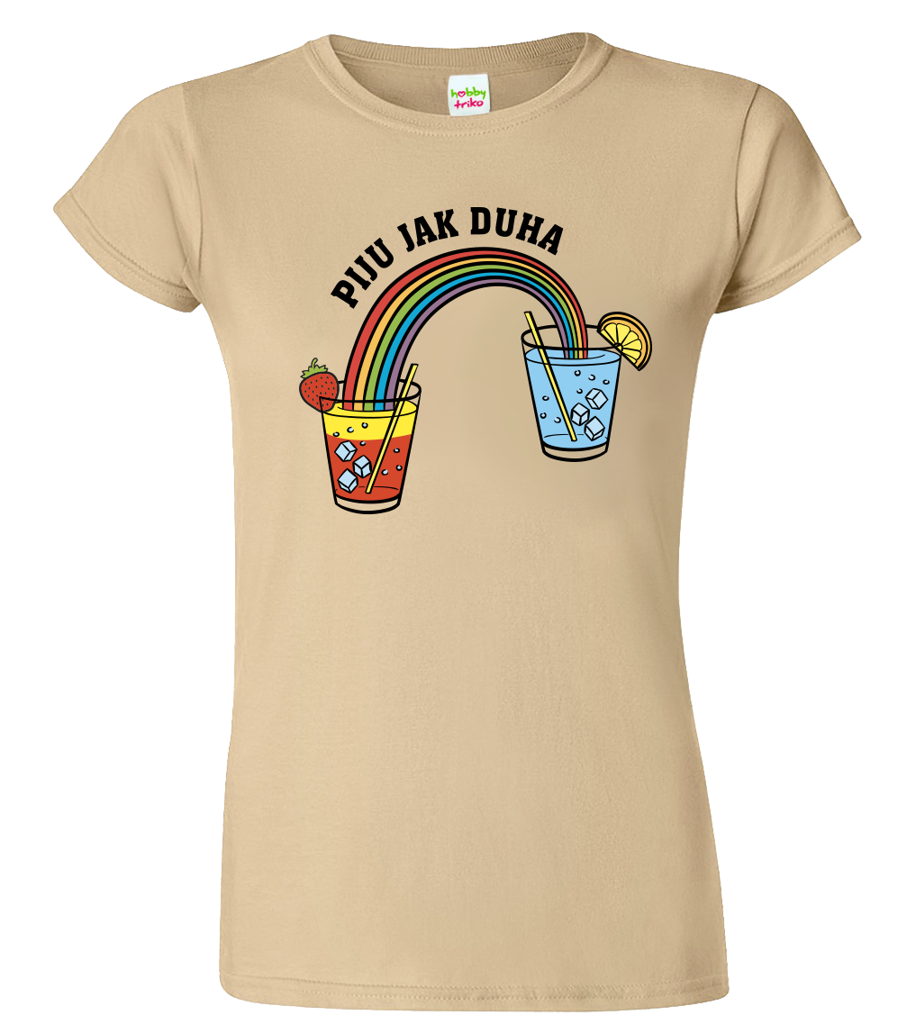 Vtipné tričko - Piju jak duha (koktejl) Velikost: L, Barva: Béžová (51)