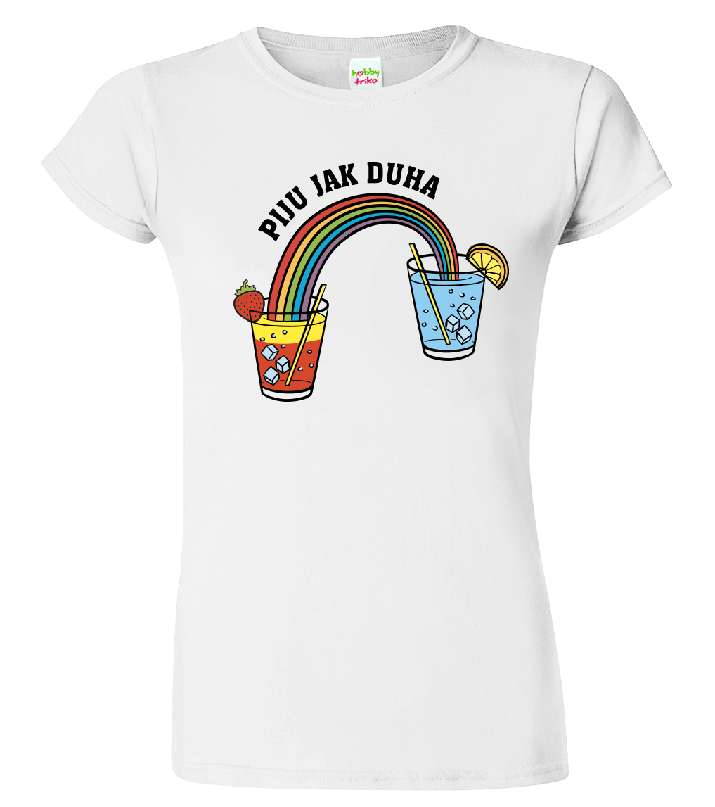 Vtipné tričko - Piju jak duha (koktejl) Velikost: L, Barva: Bílá (00)