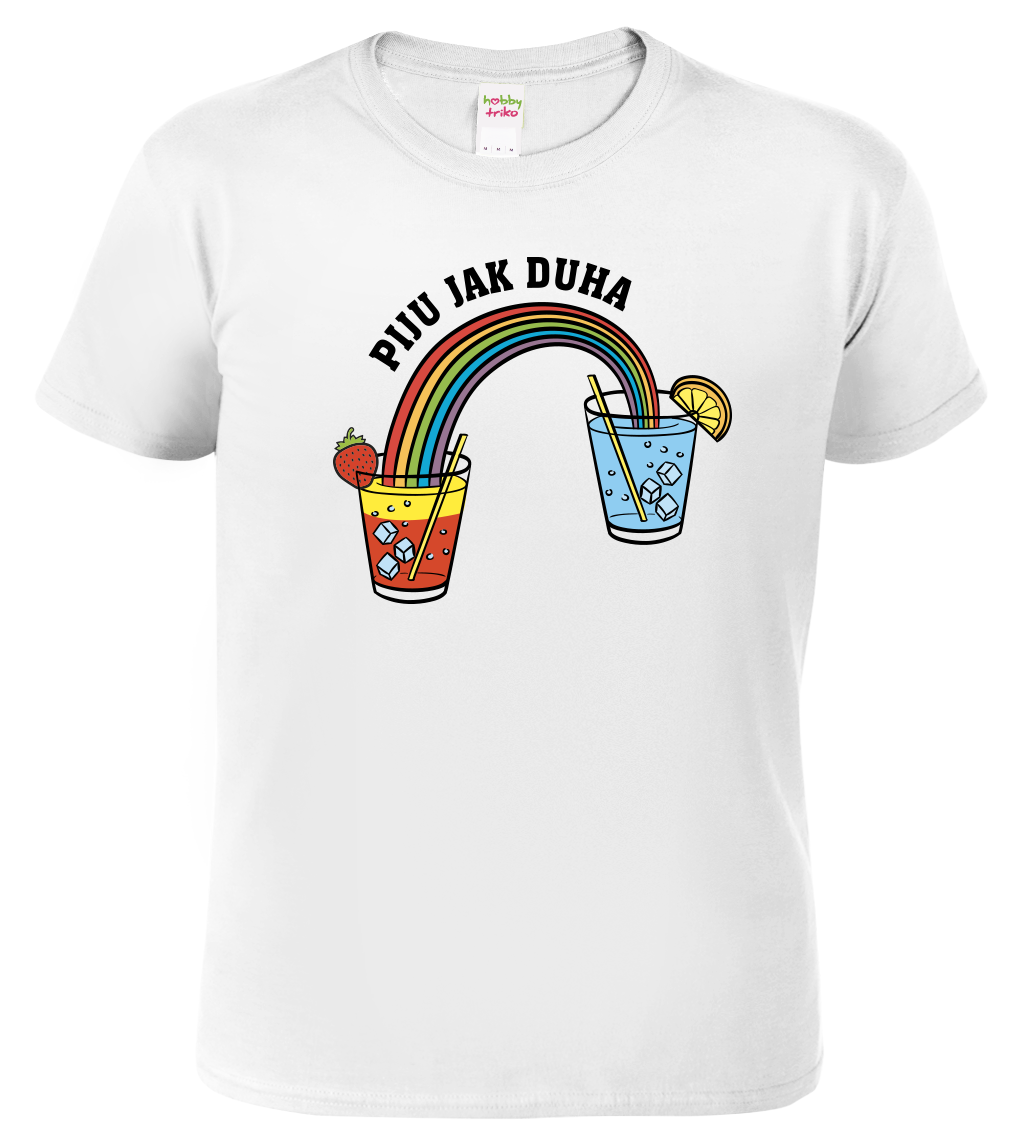 Vtipné tričko - Piju jak duha (koktejl) Velikost: XL, Barva: Bílá (00)