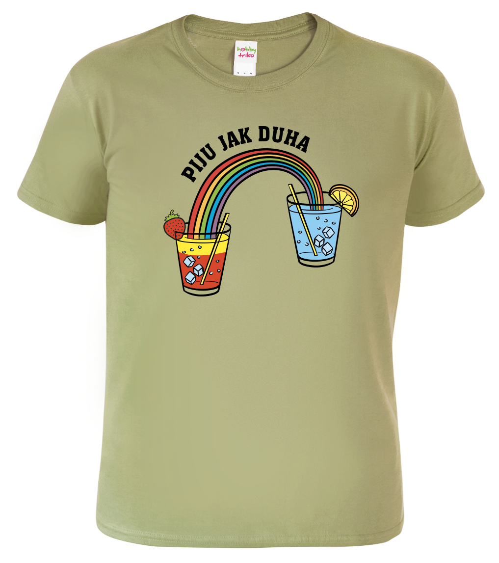 Vtipné tričko - Piju jak duha (koktejl) Velikost: XL, Barva: Světlá khaki (28)