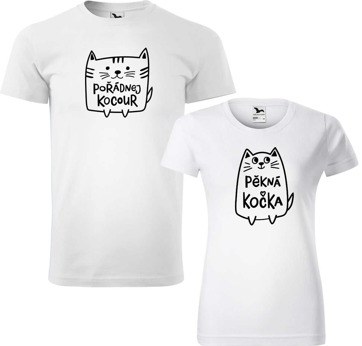 Trička pro páry - Pořádnej kocour a pěkná kočka Barva: Bílá (00), Velikost dámské tričko: S, Velikost pánské tričko: 4XL