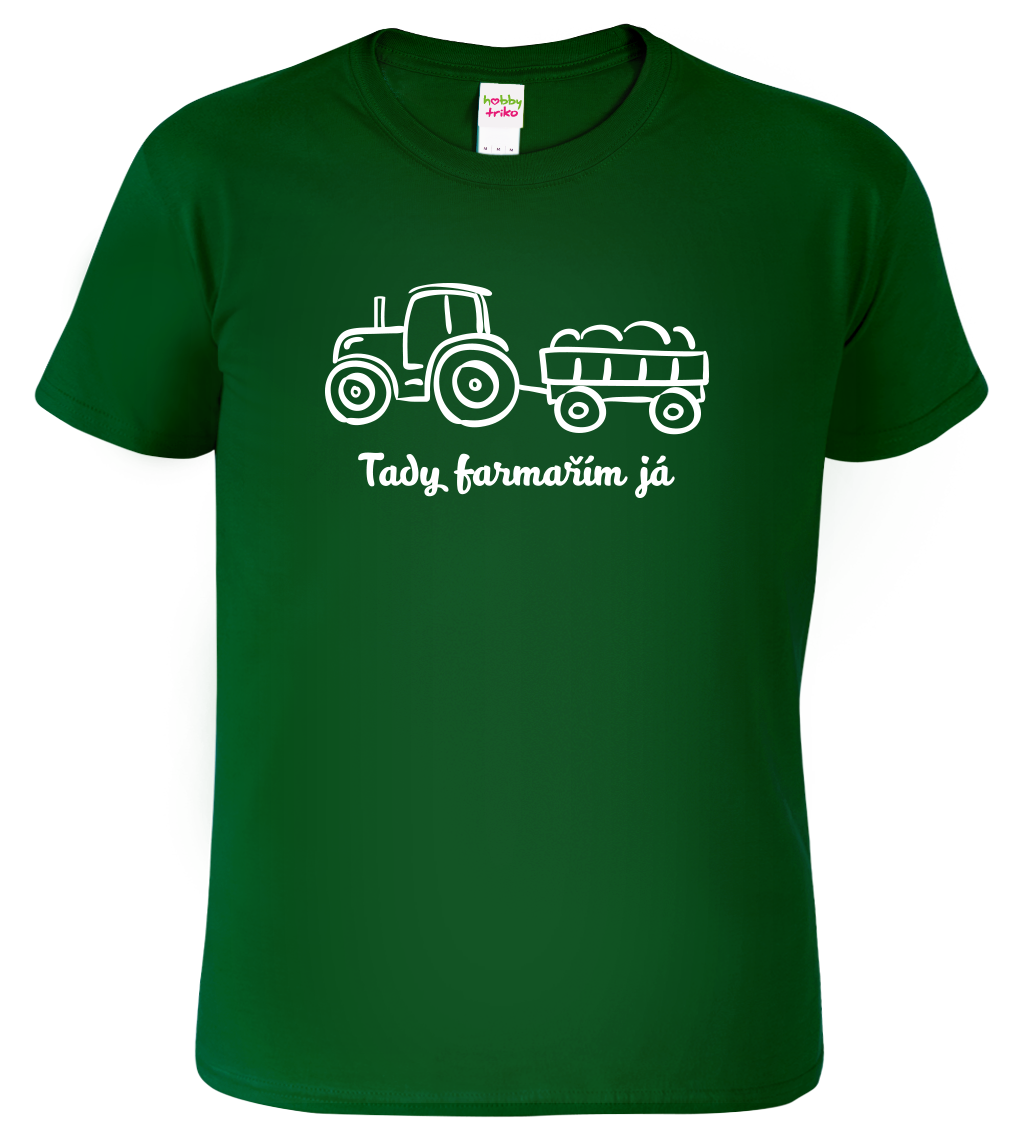Tričko pro zemědělce - Traktor Velikost: L, Barva: Lahvově zelená (06)