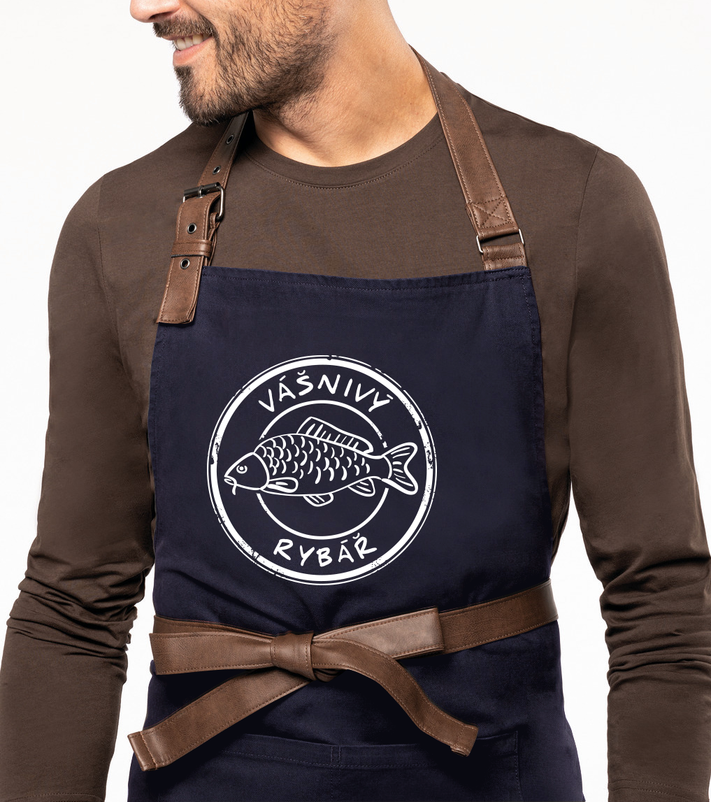 Zástěra na vaření EXCLUSIVE - Vášnivý rybář Barva: Tmavě modrá