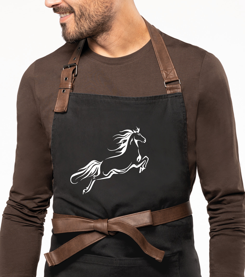 Zástěra na vaření EXCLUSIVE - Kůň ve skoku Barva: Černošedá