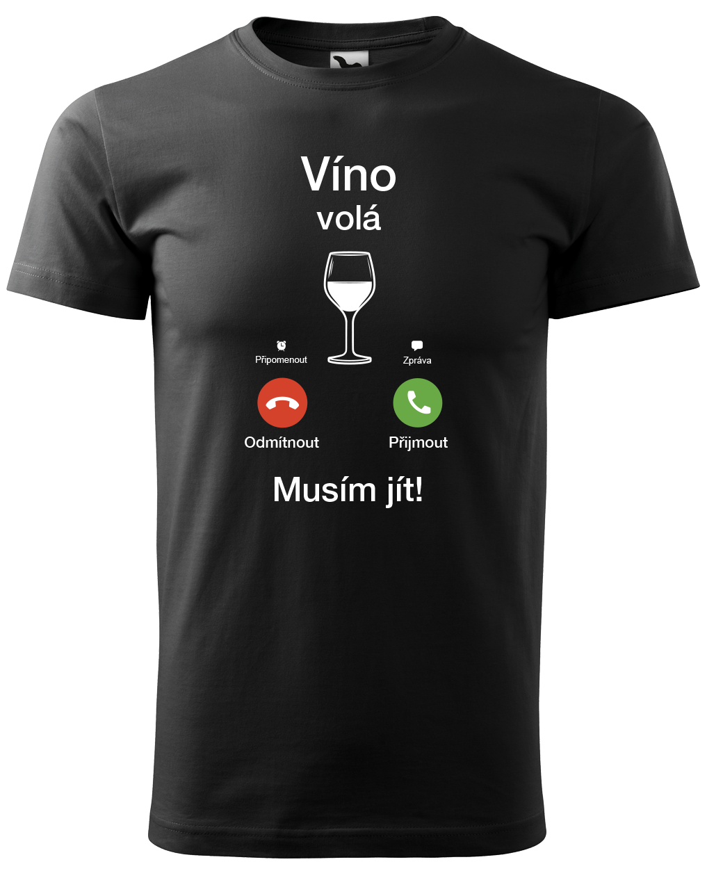 Tričko pro vinaře - Víno volá Velikost: L, Barva: Černá (01)