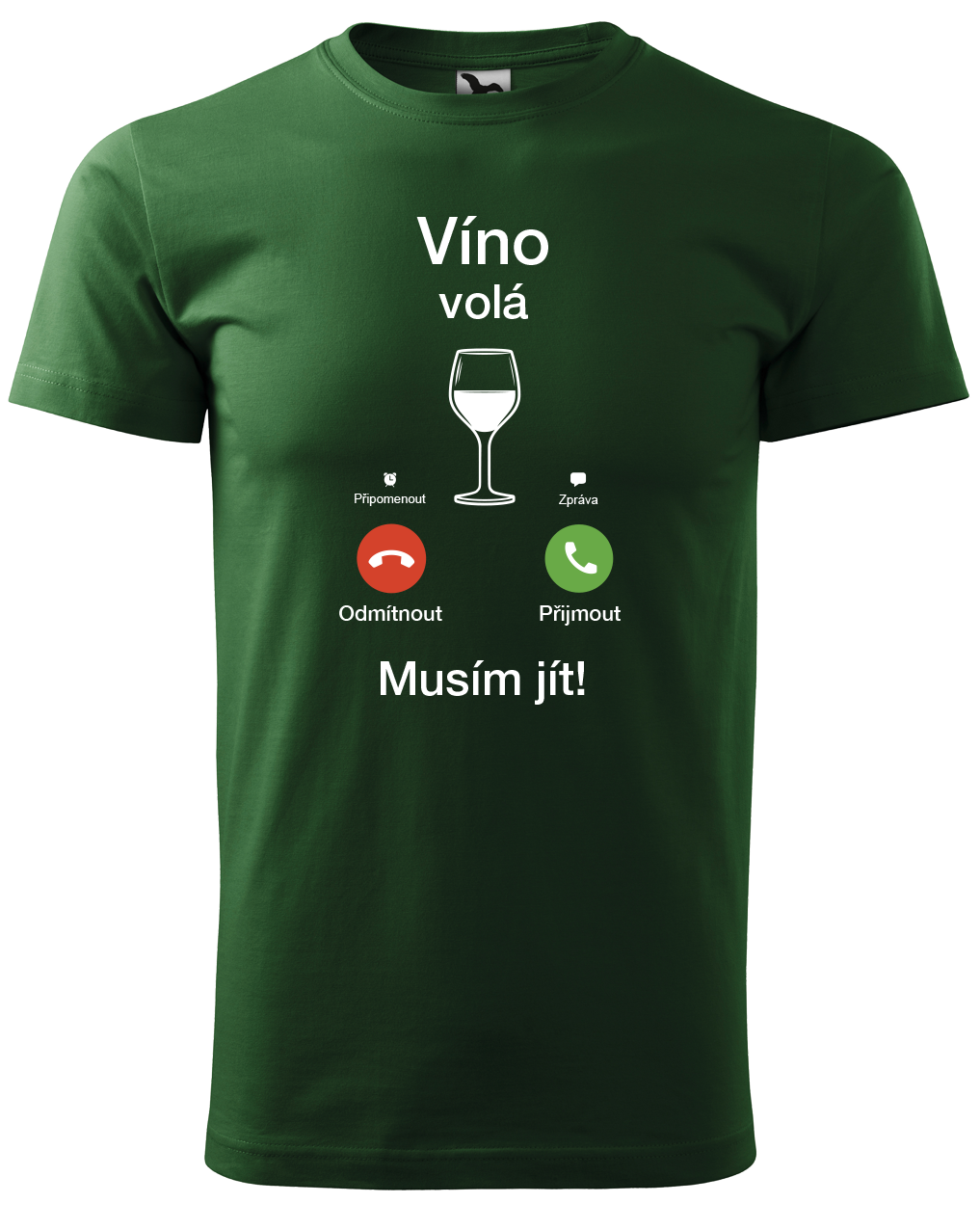 Tričko pro vinaře - Víno volá Velikost: XL, Barva: Lahvově zelená (06)