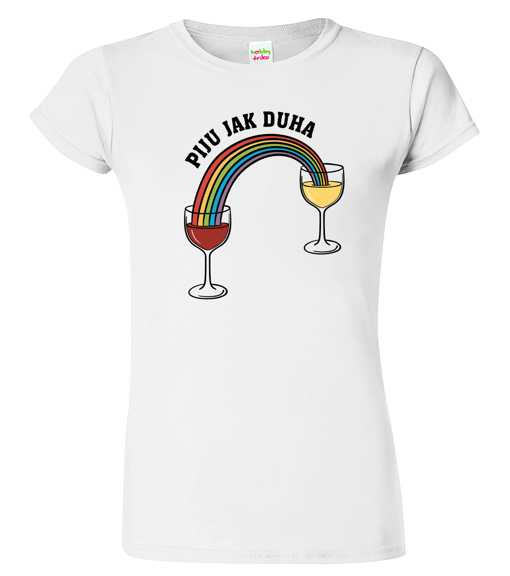 Vtipné tričko - Piju jak duha (víno) Velikost: XL, Barva: Bílá (00)