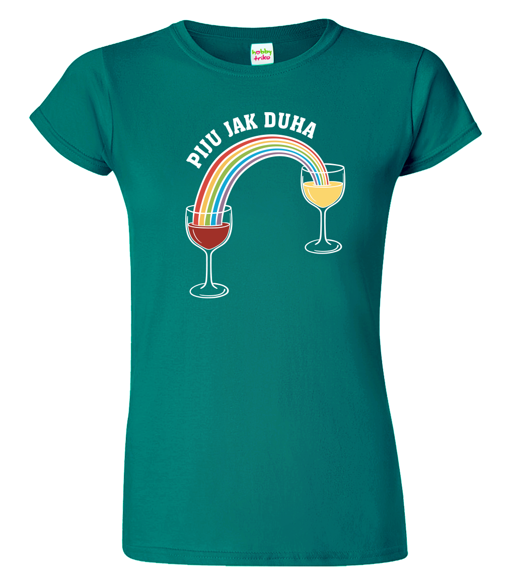 Vtipné tričko - Piju jak duha (víno) Velikost: XL, Barva: Emerald (19)