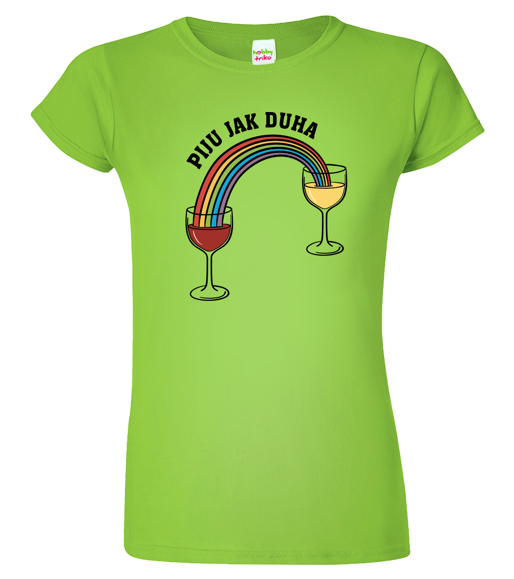 Vtipné tričko - Piju jak duha (víno) Velikost: XL, Barva: Apple Green (92)