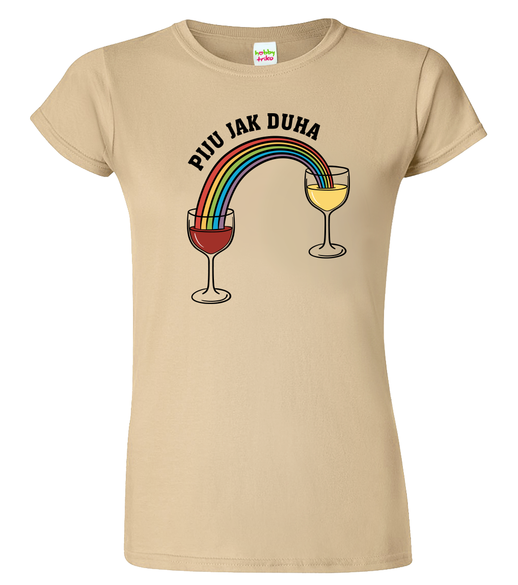 Vtipné tričko - Piju jak duha (víno) Velikost: XL, Barva: Béžová (51)