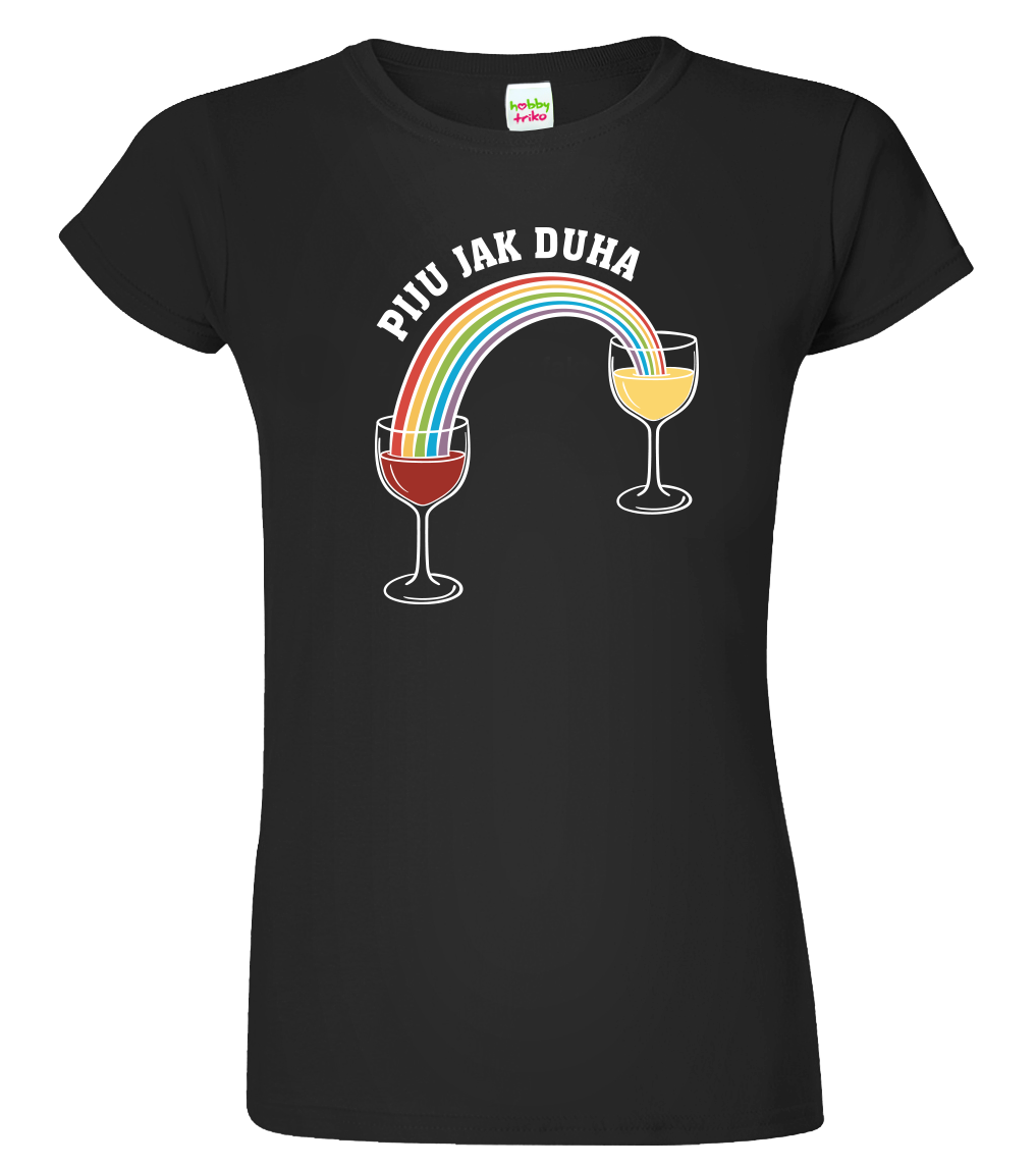 Vtipné tričko - Piju jak duha (víno) Velikost: XL