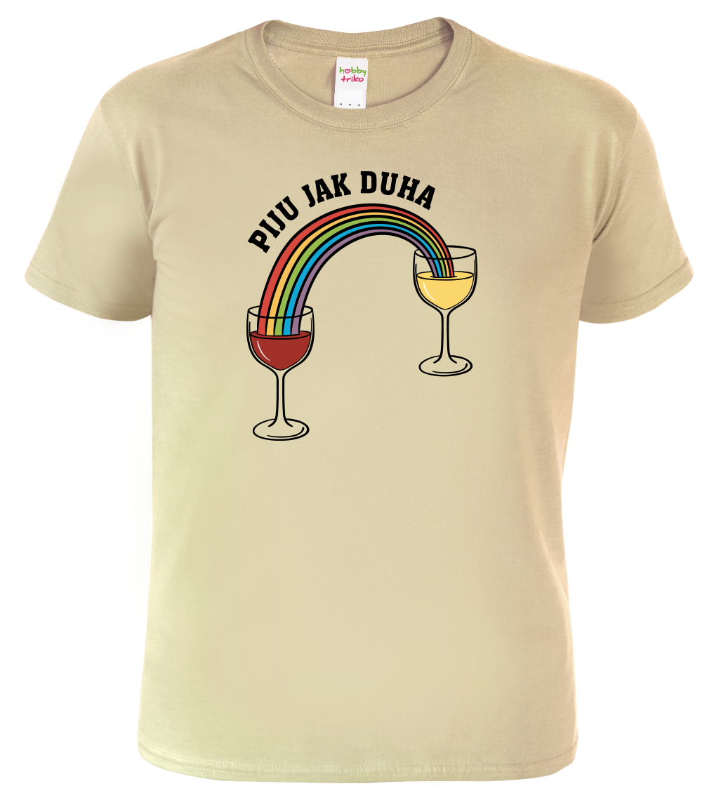 Vtipné tričko - Piju jak duha (víno) Velikost: XL, Barva: Ledově šedá (51)