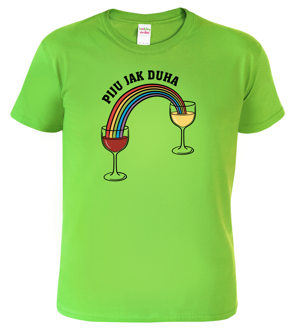 Vtipné tričko - Piju jak duha (víno) Velikost: XL, Barva: Apple Green (92)