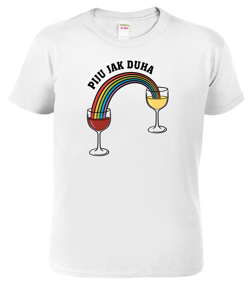 Vtipné tričko - Piju jak duha (víno) Velikost: XL, Barva: Bílá (00)
