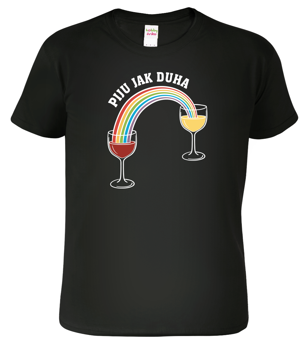 Vtipné tričko - Piju jak duha (víno) Velikost: L, Barva: Černá (01)