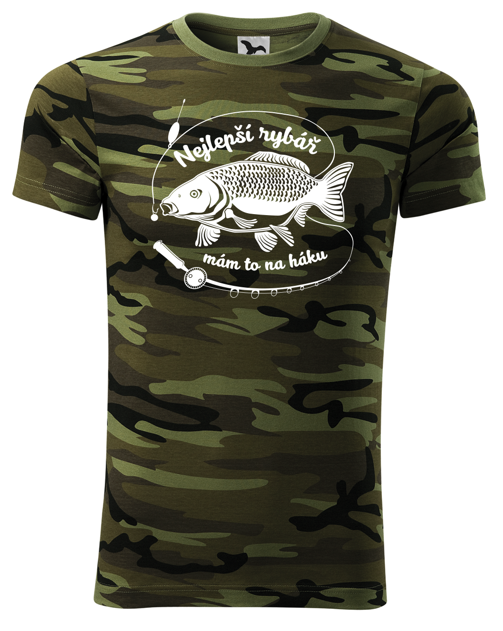 Pánské rybářské maskáčové tričko - Tričko s kaprem Velikost: L, Barva: Maskáčová