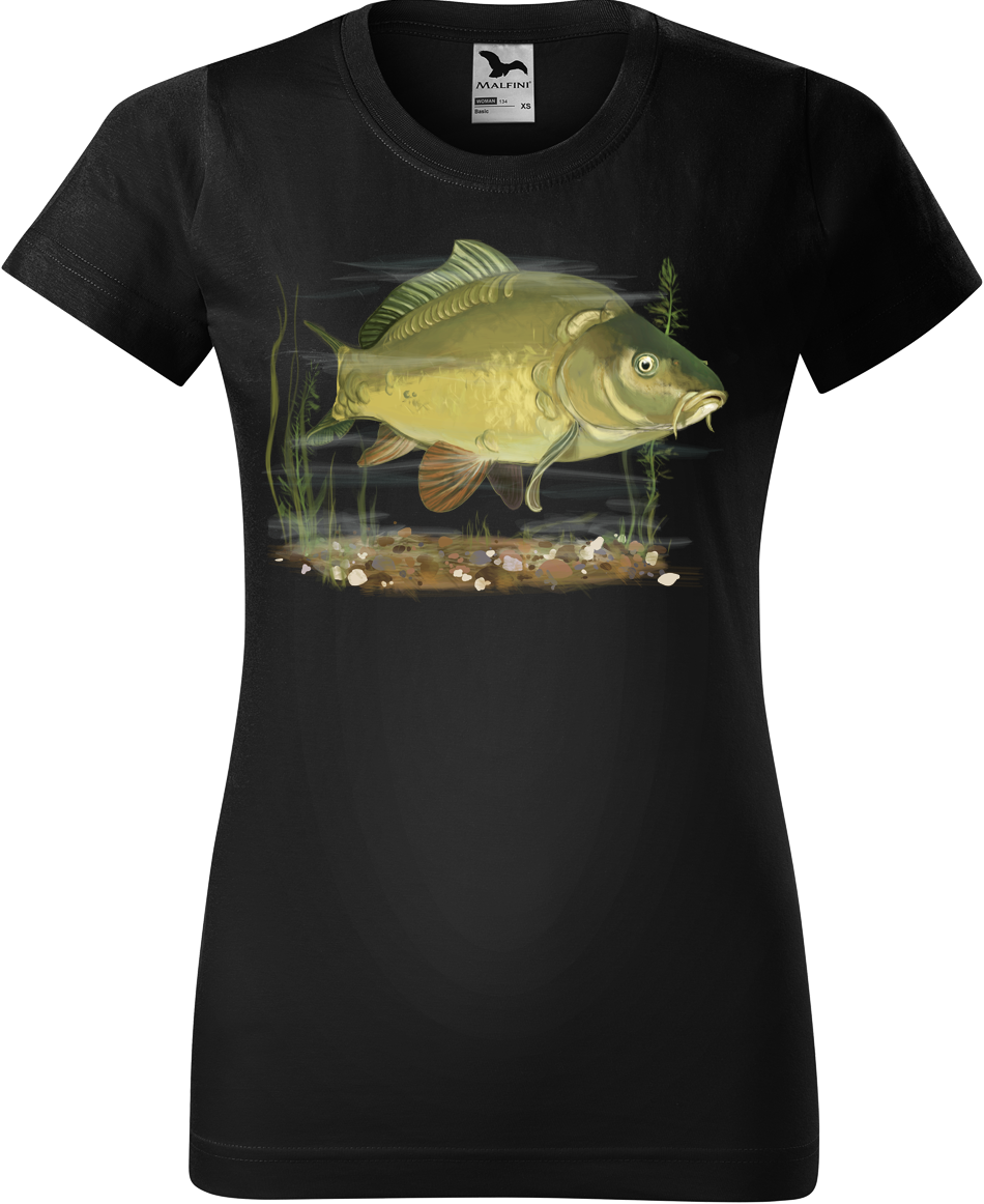 Dámské rybářské tričko - Kapr obecný Velikost: 3XL, Barva: Černá (01)