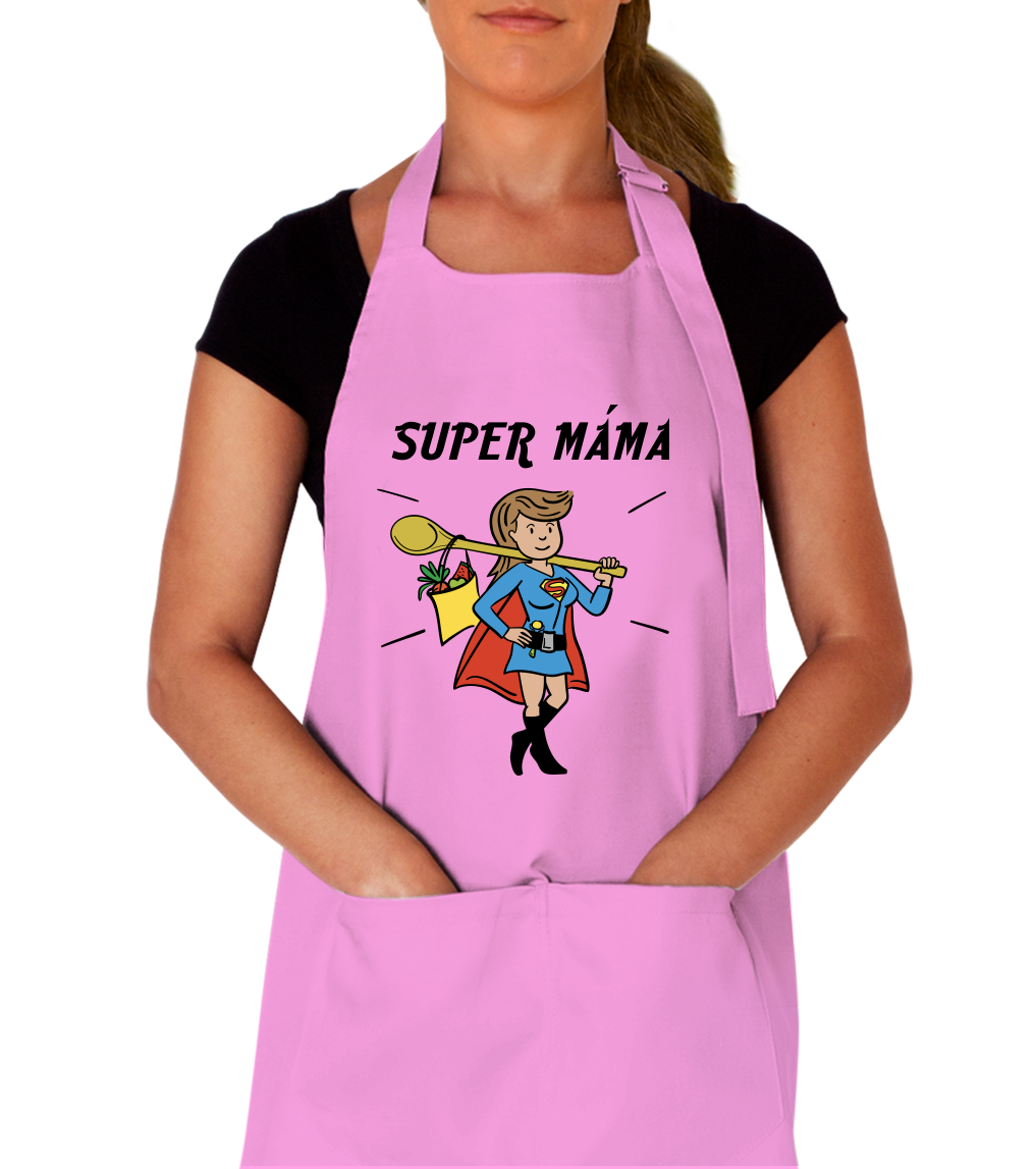 Zástěra na vaření pro maminku - Super máma Barva: Růžová (Light Pink)