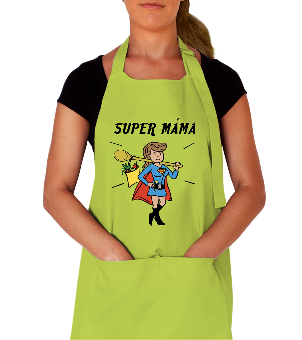 Zástěra na vaření pro maminku - Super máma Barva: Limetková