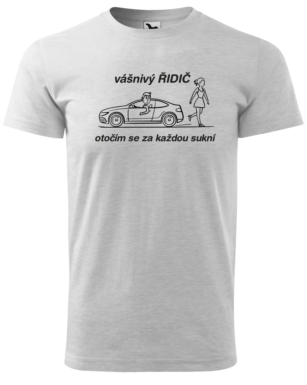 Vtipné tričko pro řidiče - Vášnivý řidič Velikost: M, Barva: Světle šedý melír (03)