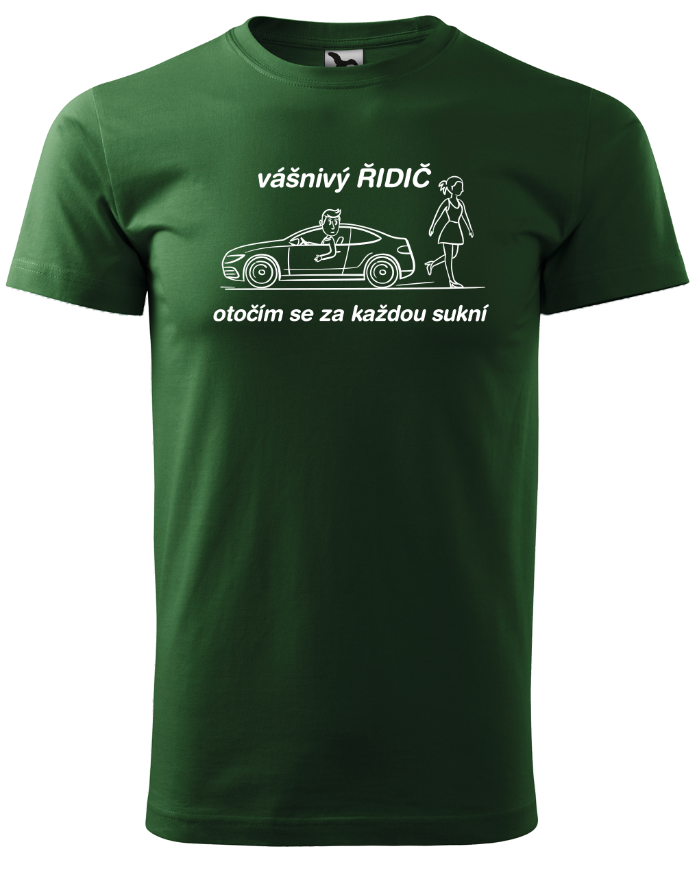 Vtipné tričko pro řidiče - Vášnivý řidič Velikost: XL, Barva: Lahvově zelená (06)