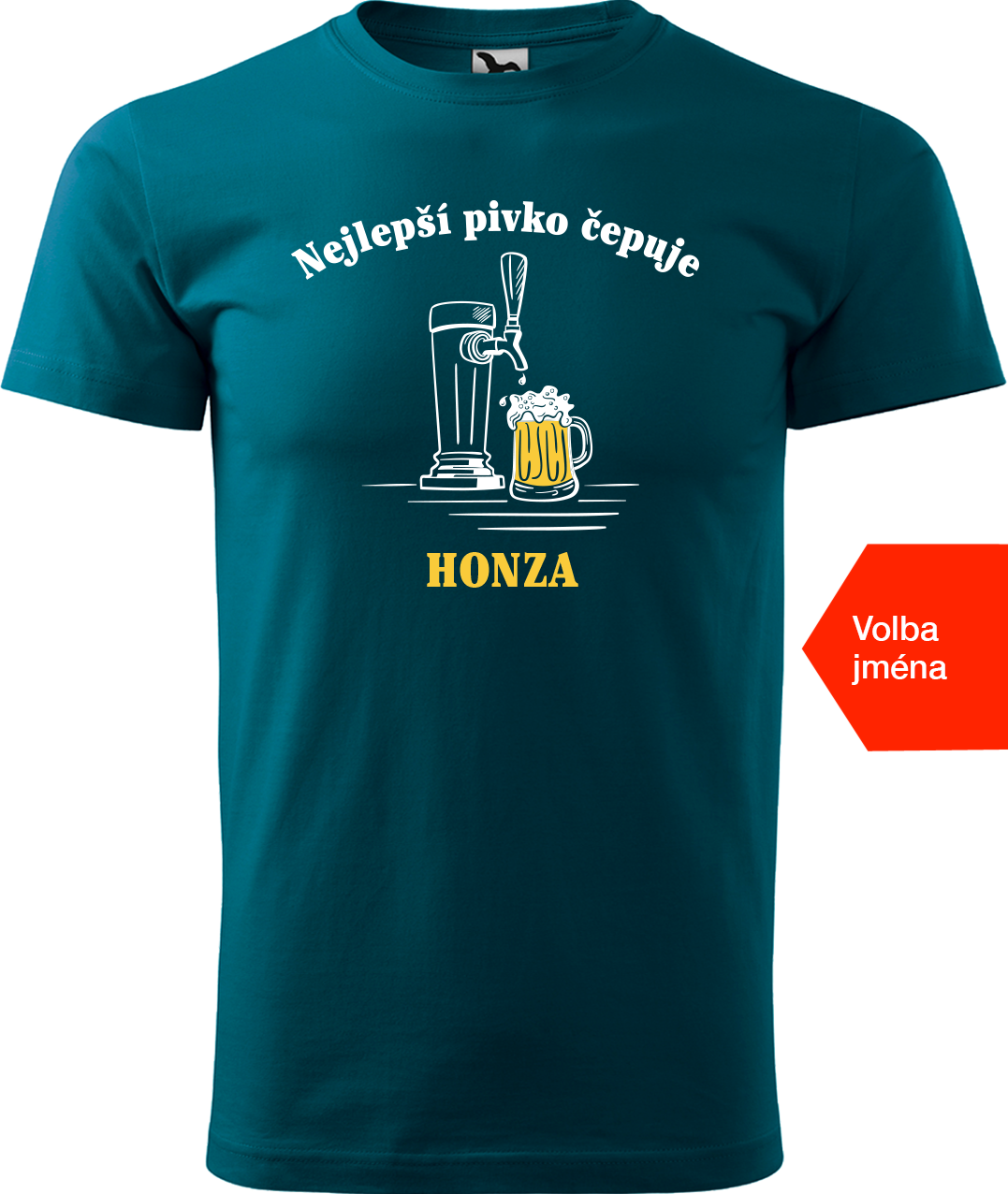 Pivní tričko - Nejlepší pivko čepuje + jméno Velikost: 3XL, Barva: Petrolejová (93)