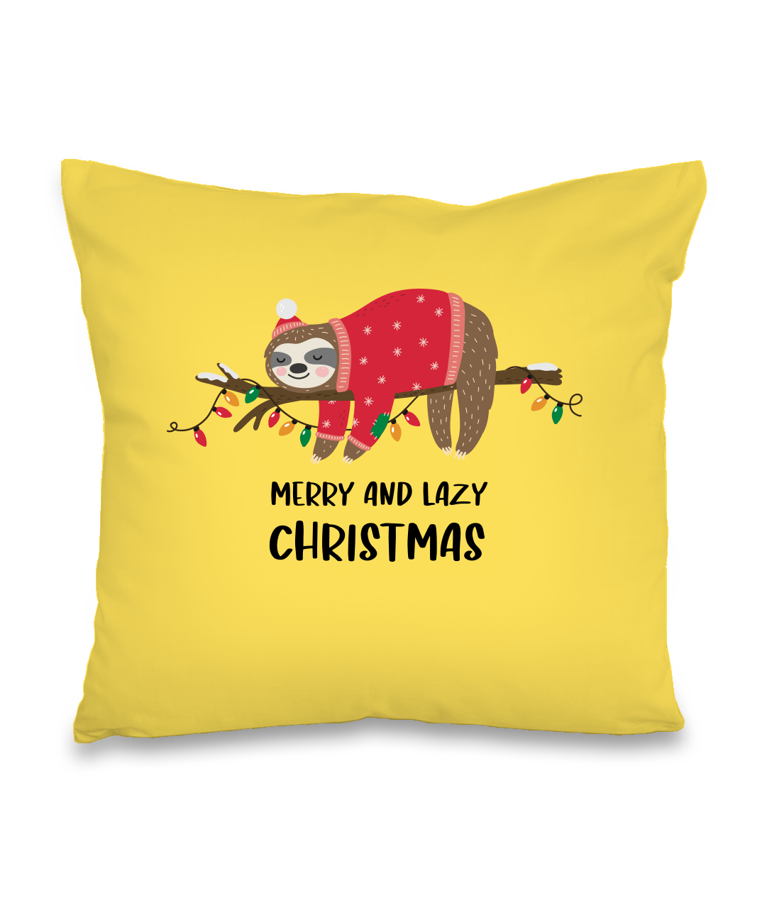 Vánoční polštář - Merry and Lazy Christmas Barva: Žlutá