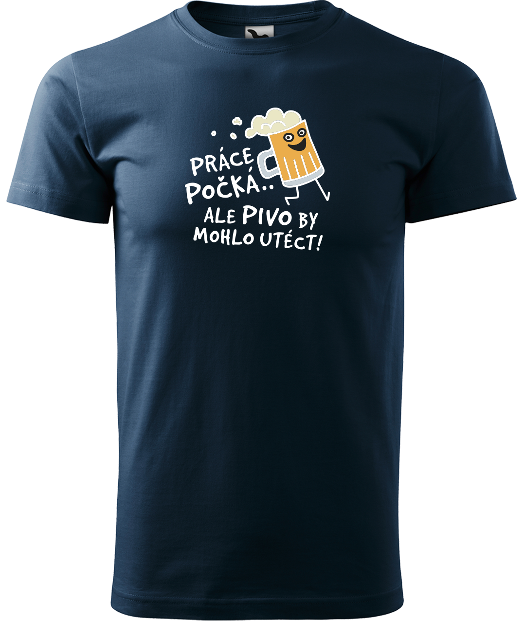 Pivní tričko - Pivo by mohlo utéct Velikost: M, Barva: Námořní modrá (02)