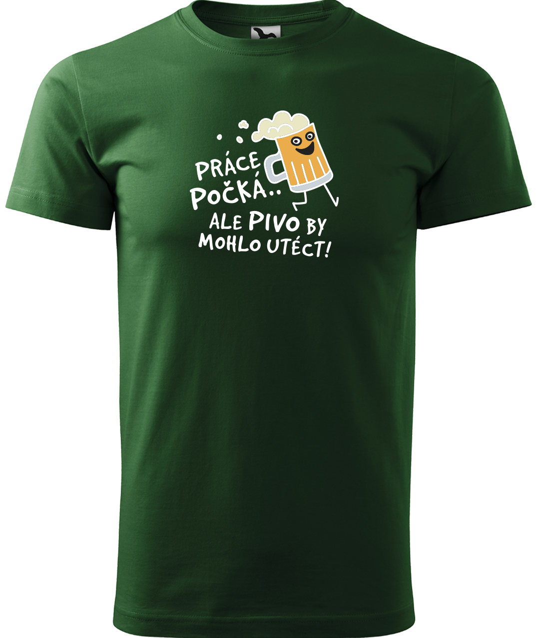Pivní tričko - Pivo by mohlo utéct Velikost: M, Barva: Lahvově zelená (06)