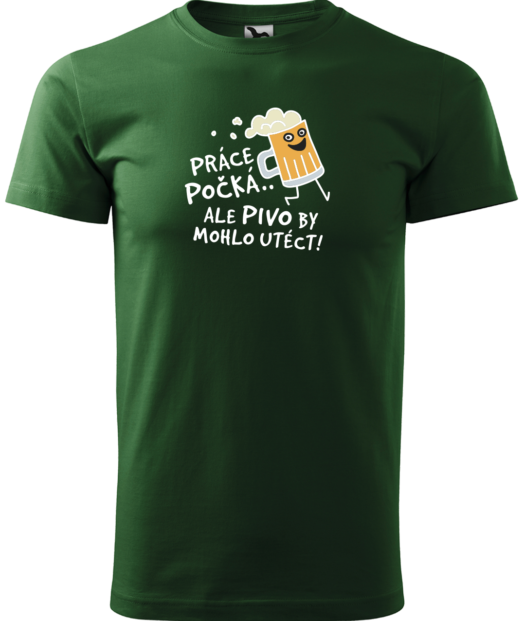 Pivní tričko - Pivo by mohlo utéct Velikost: S, Barva: Lahvově zelená (06)